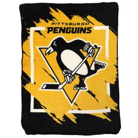 Penguins OFFICIAL NHL "Run" Micro Raschel Throw Blanket; 46" x 60"