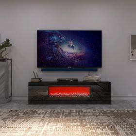 Modern black electric fireplace TV stand with fireplace insert Modern black electric fireplace TV stand with fireplace insert
