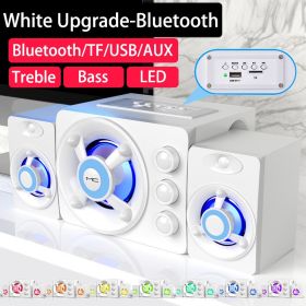 Computer Combination Speakers AUX USB Wired Wireless Bluetooth Audio System Home Theater Surround SoundBar for PC TV (Color: White BT Upgrade, Ships From: China)