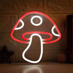 1pc LED Neon Mushroom Sign (Color: Red)